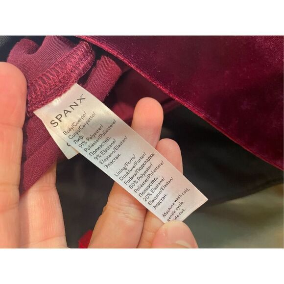 Spanx Womens Rich Burgundy High Rise Velvet Stretch Pull On Leggings Small - Picture 6 of 7